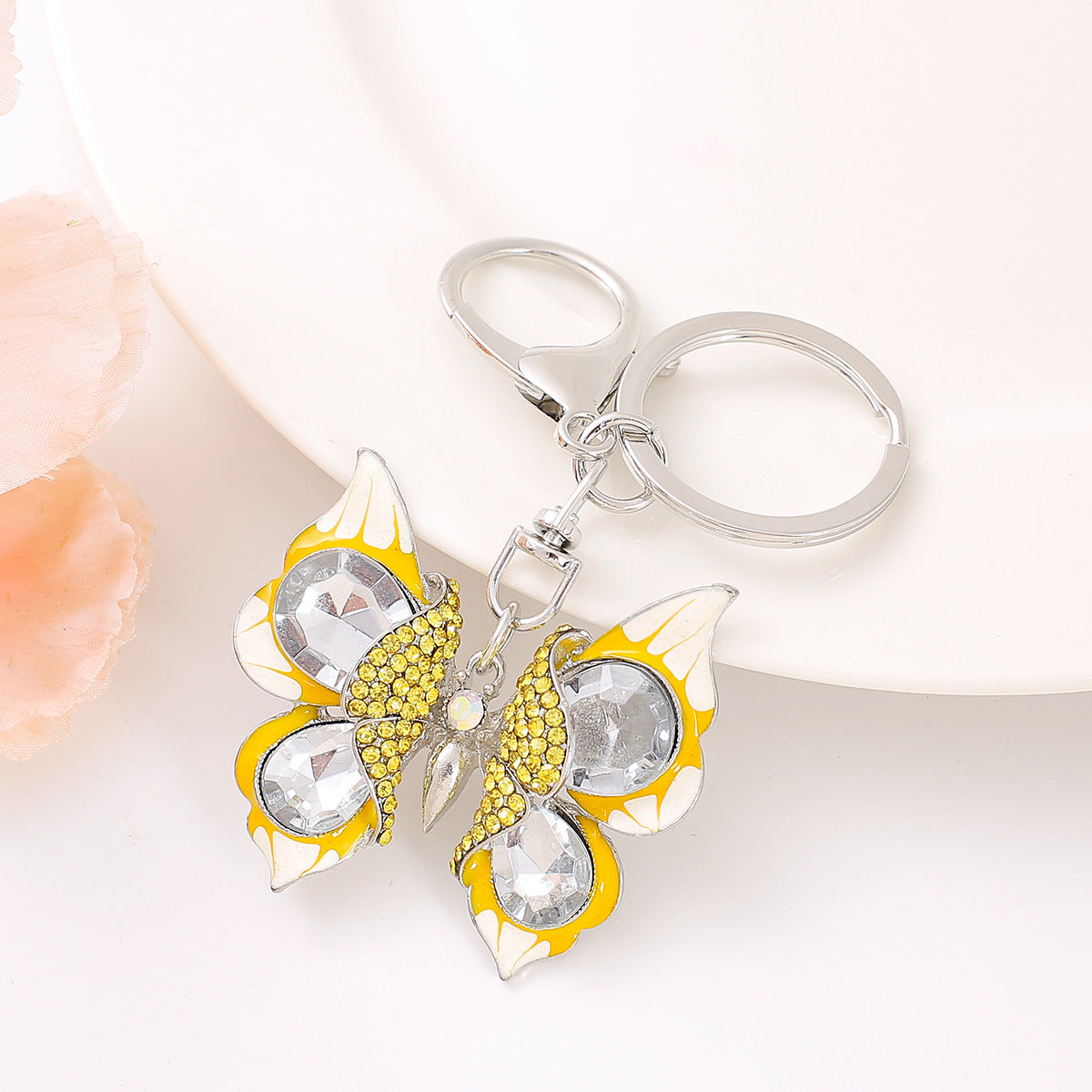 Wholesale Butterfly Diamond-encrusted Zinc Alloy Keychain