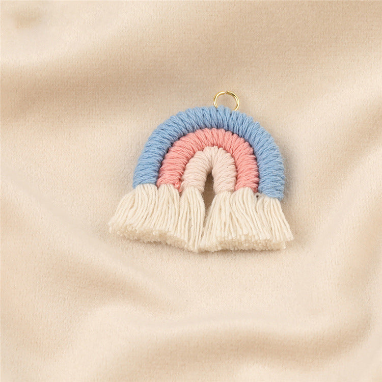 Wholesale Cotton Handwoven Tassel Rainbow Keychain Accessories