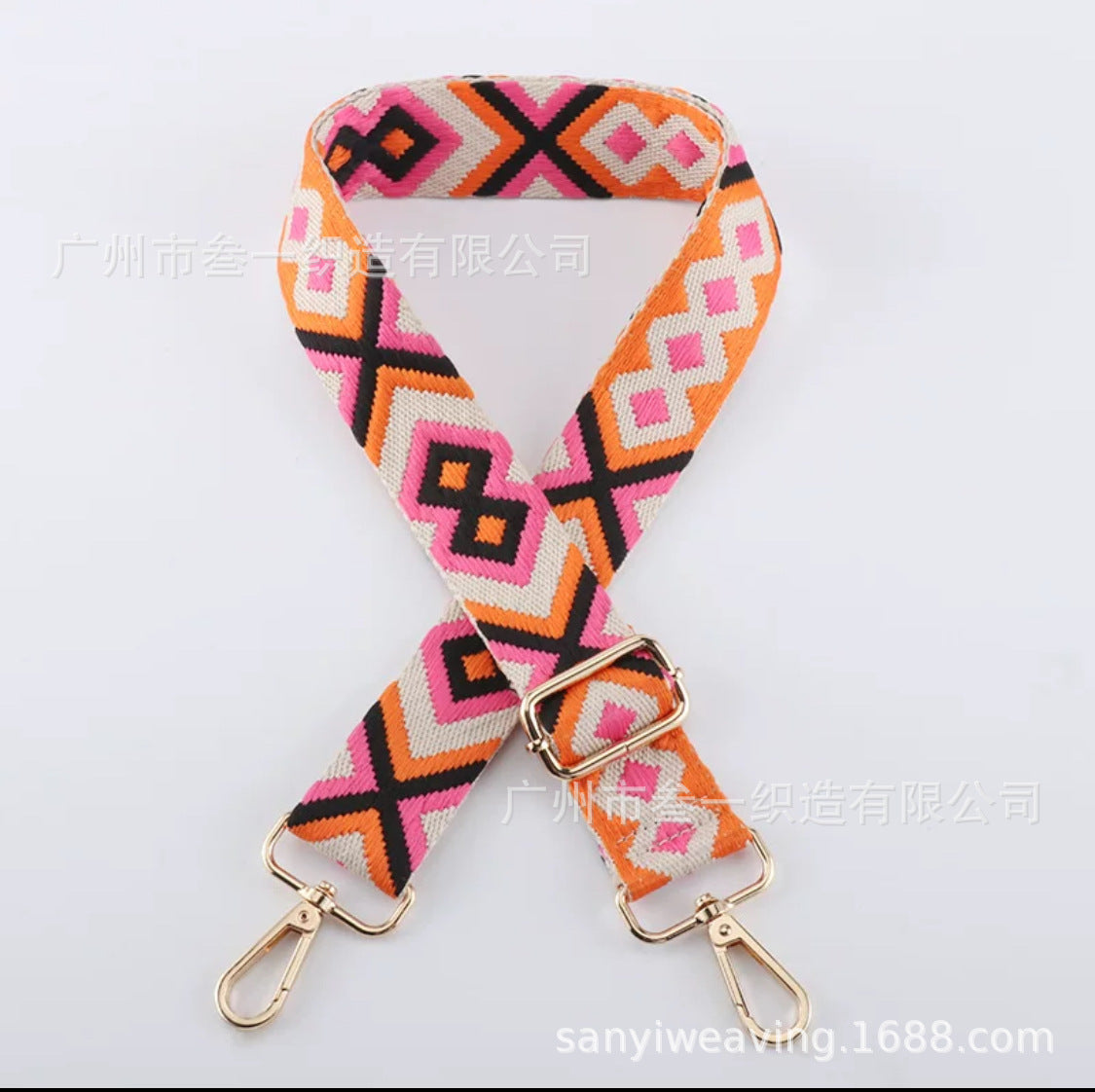 Wholesale All-match Ethnic Style 3.8cm Diamond Jacquard Adjustable Lengthened Retro Style Bag Strap