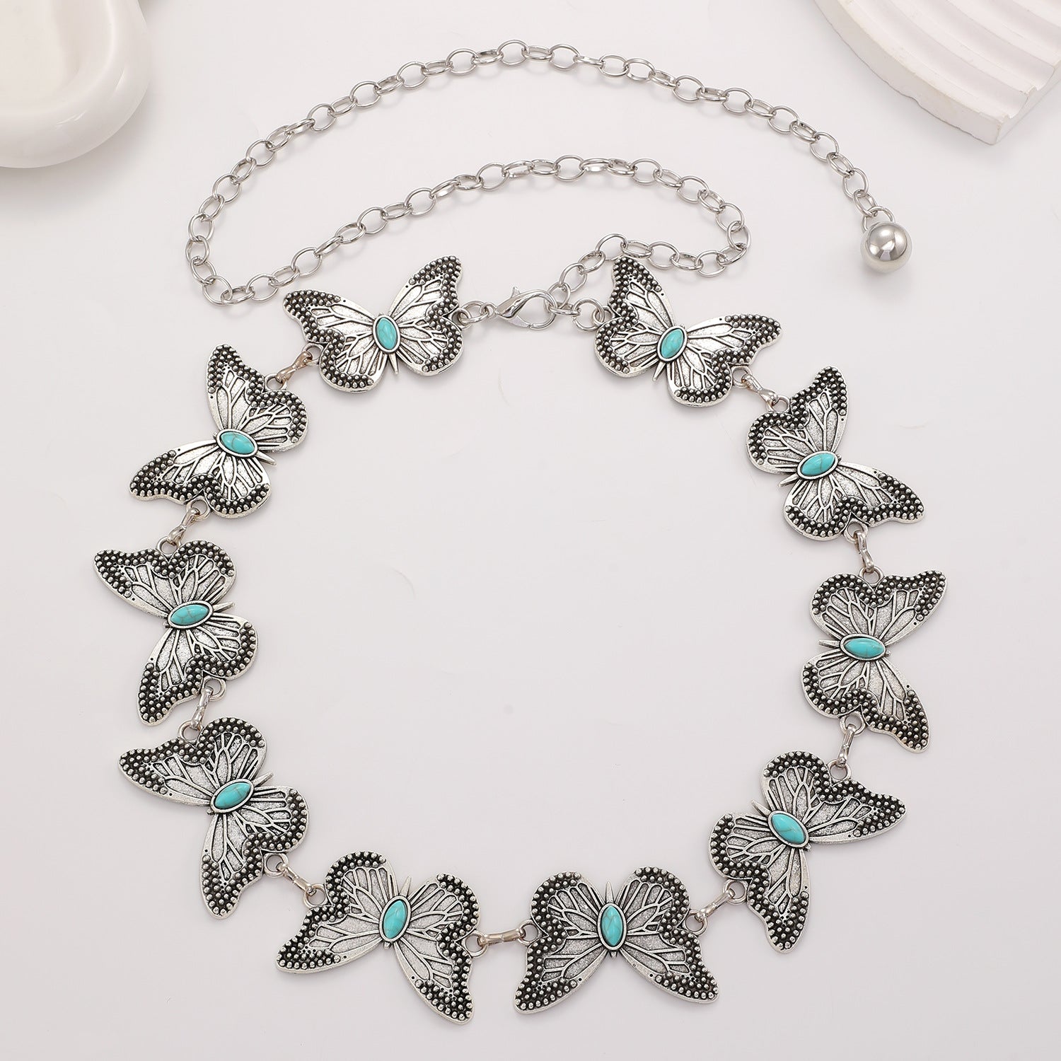 Wholesale Bohemian Ocean Style Metal Waist Chain For Women Starfish Heart Butterfly Charm Ancient Silver Finish Chic Dress Accessory