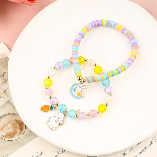 Wholesale Sparkling Crystal Easter Gold Bead Pink Rabbit Bracelet