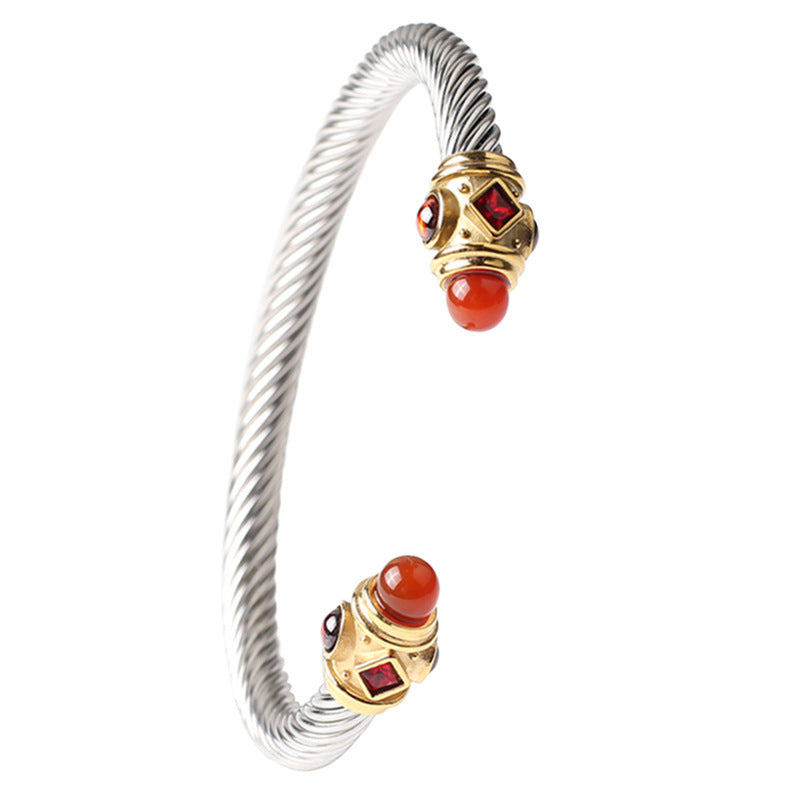 Wholesale Titanium Steel Cable Twist Bracelet