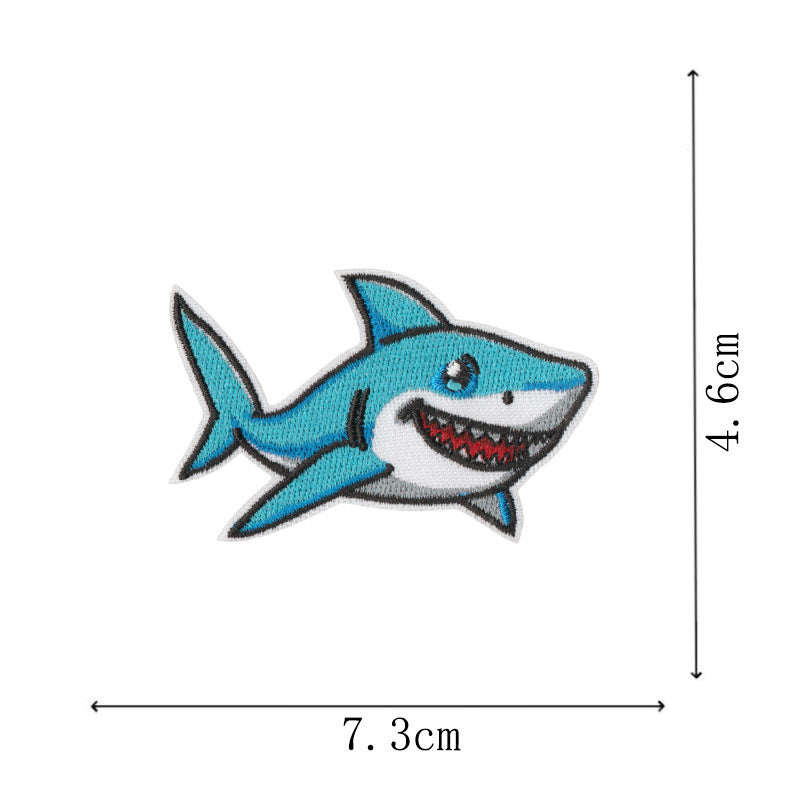 Wholesale Embroidered Ocean Animal Iron On Patches Mermaid Starfish Shark Set Of 10 For ets DIY Craft Supply