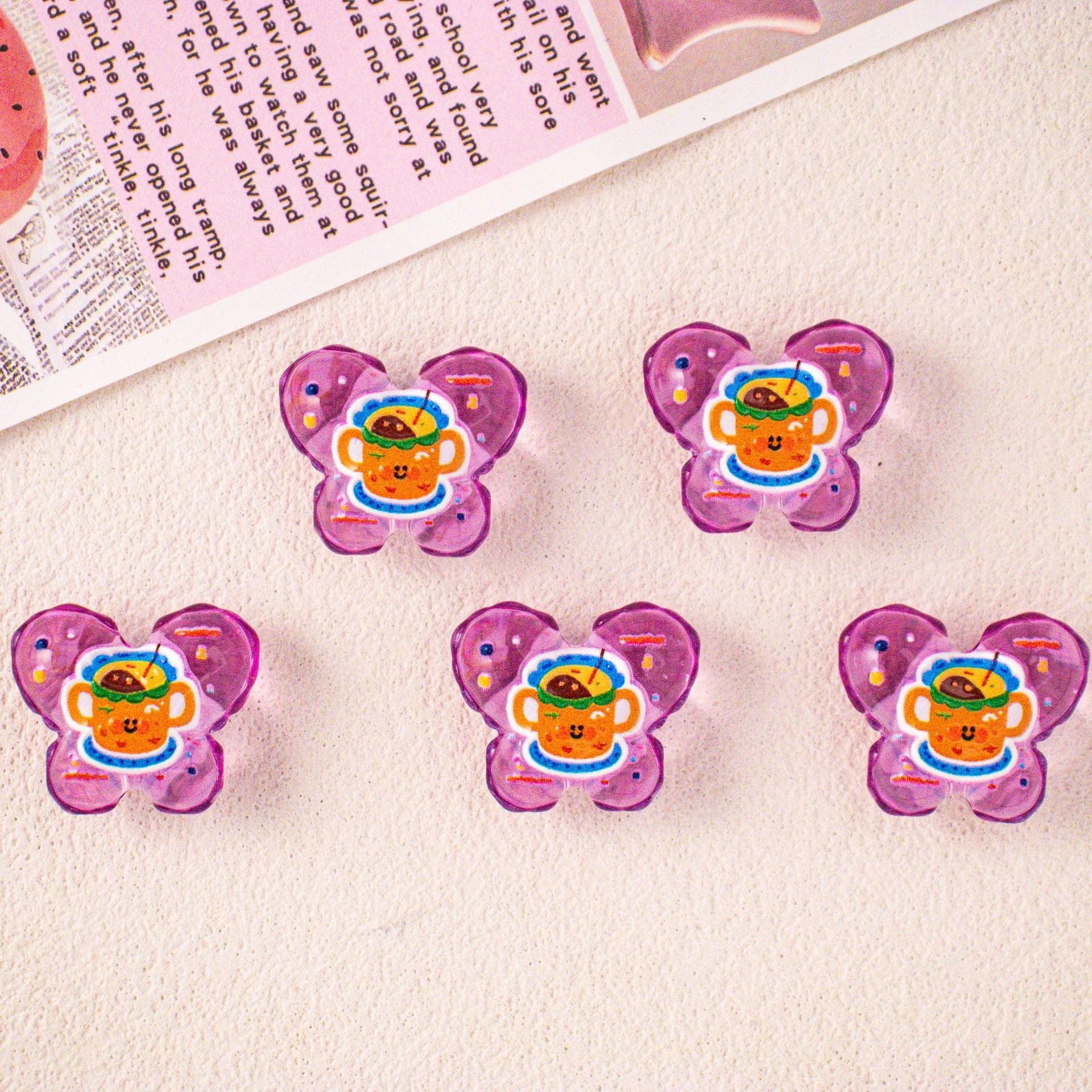 Wholesale 10pcs Cartoon hamburger cake acrylic beads,  semi-transparent beads,  DIY beadable pen accessories OLY Exclusive