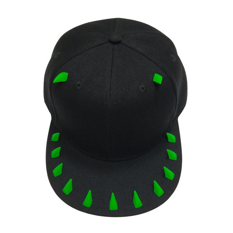 Wholesale Punk Horn Rivet Hip Hop Flat Brim Baseball Cap