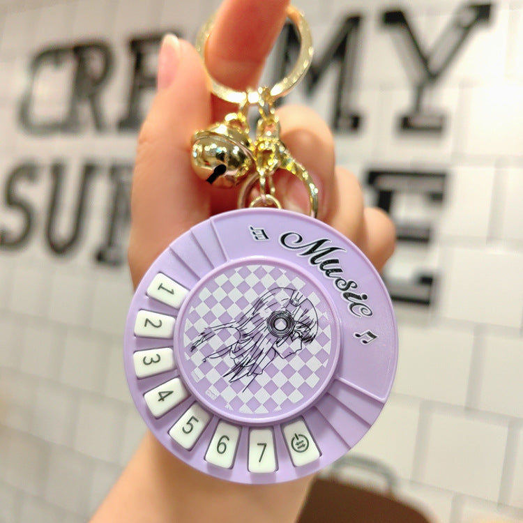 Wholesale Creative Girl Round Piano Plastic Keychains