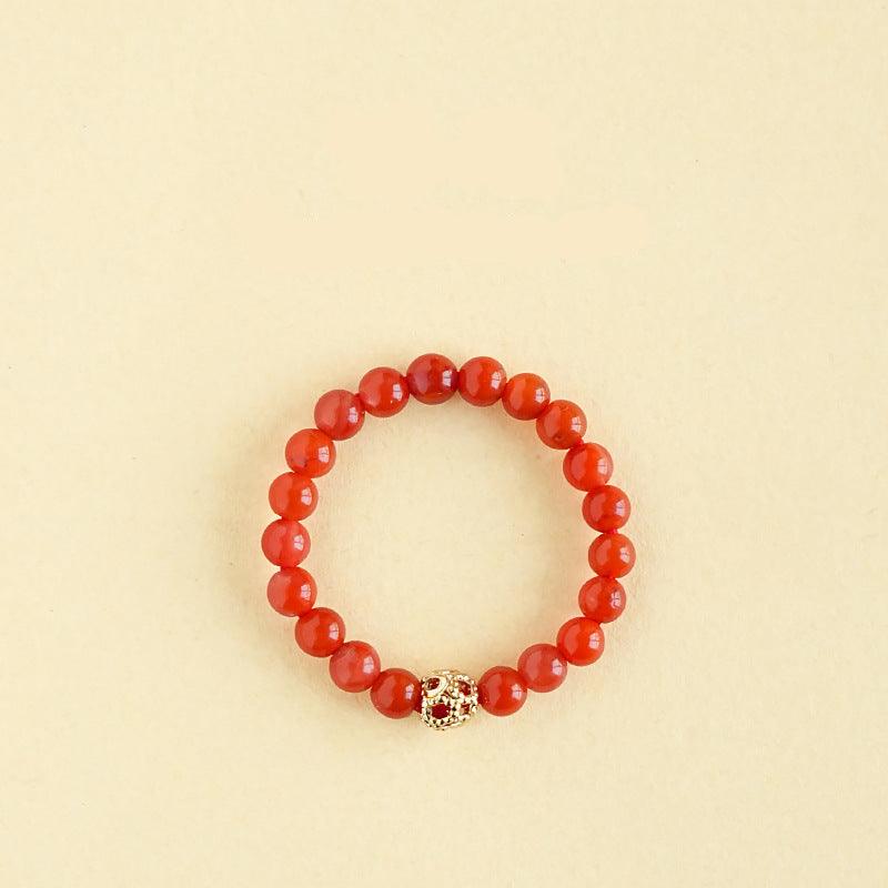 Wholesale Natural South Red Jade Agate Pearl Garnet Amethyst Ring