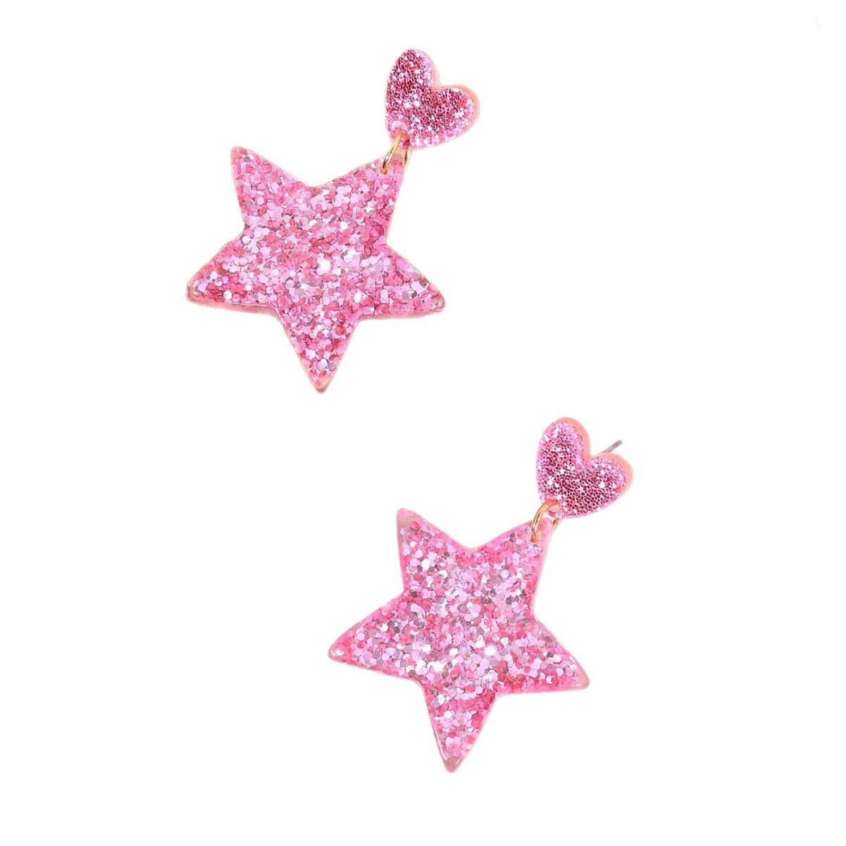 Wholesale Heart-shaped Five-pointed Star  Peach Heart Star Earrings