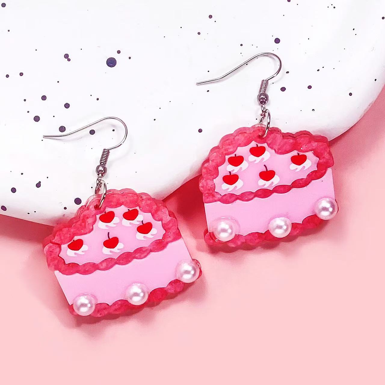Wholesale Valentine' s Day Love Irregular Geometric Splicing Acrylic Earrings