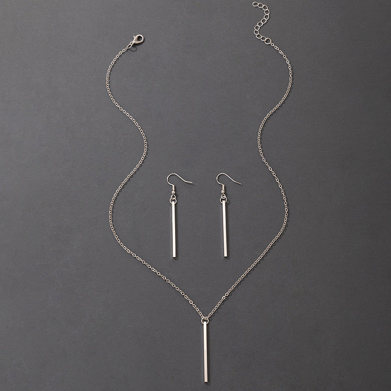 Wholesale Pendant Set  Silver Geometric Earrings Necklace Set