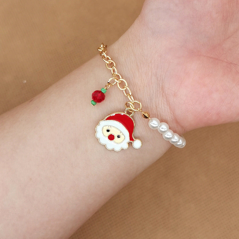 Wholesale 2PCS Santa Claus Snowman Alloy Bracelet