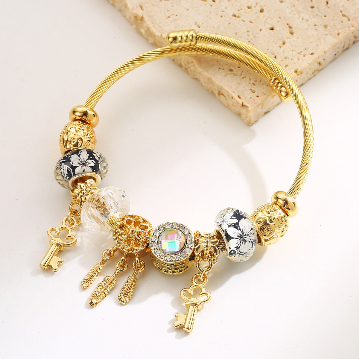 Wholesale key pendant stainless steel adjustable bracelet