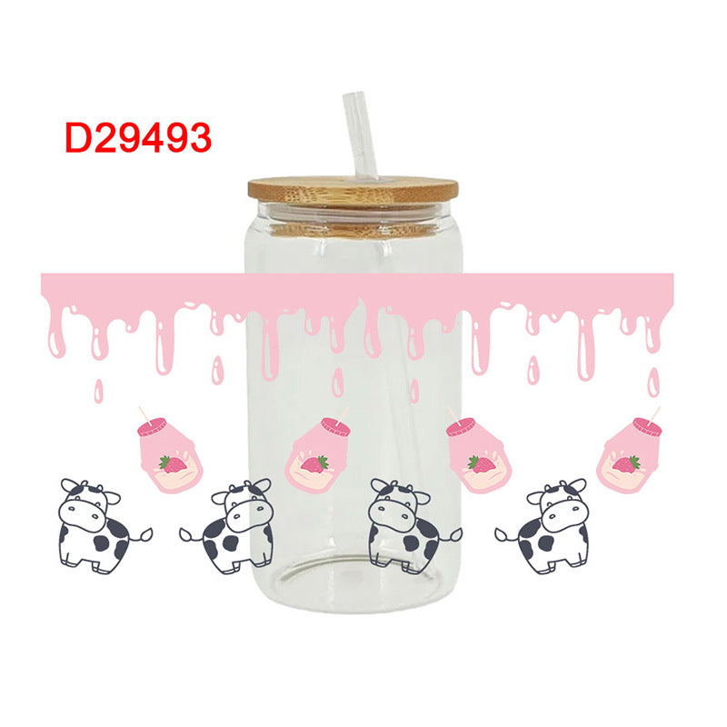 Wholesale Pink dessert ice cream 16oz Cup UV DTF Wraps