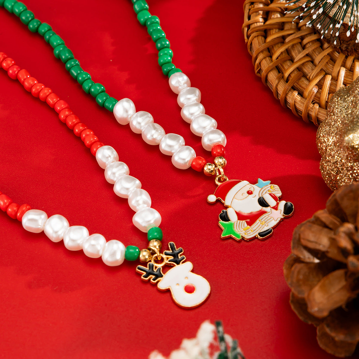 Wholesale Pearl  Reindeer Necklace