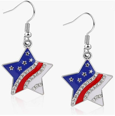 Wholesale Independence Day flag love bow five pointed star earrings