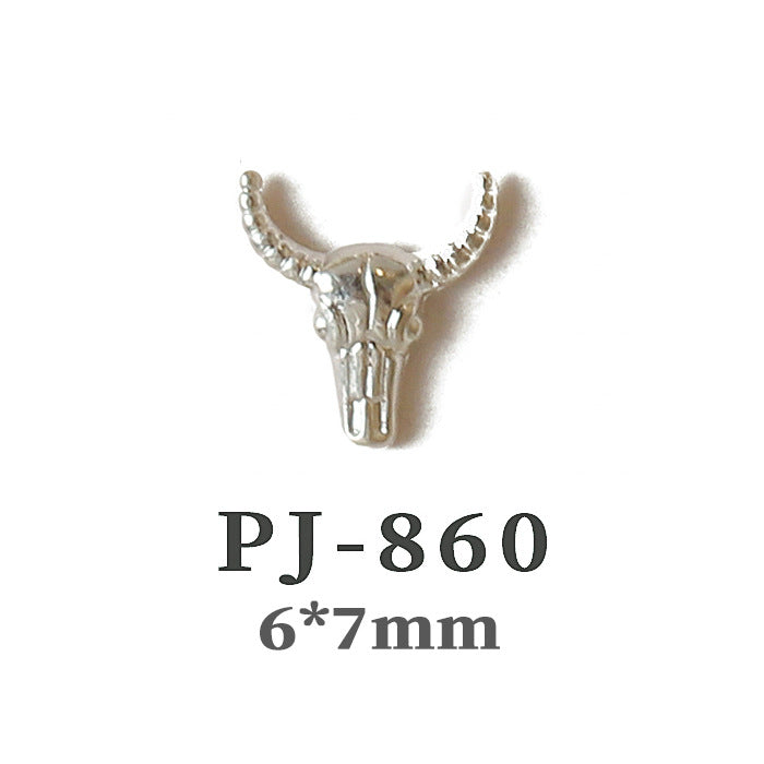 Wholesale  Metal Nail Art Charms Antelope Head Wings Leopard Head Manicure Decorative Accent