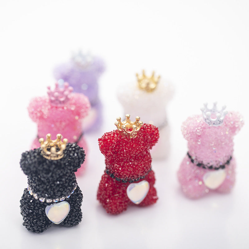 Wholesale Acrylic Full Diamond Sugar Crown Bear Pen Cap Beads