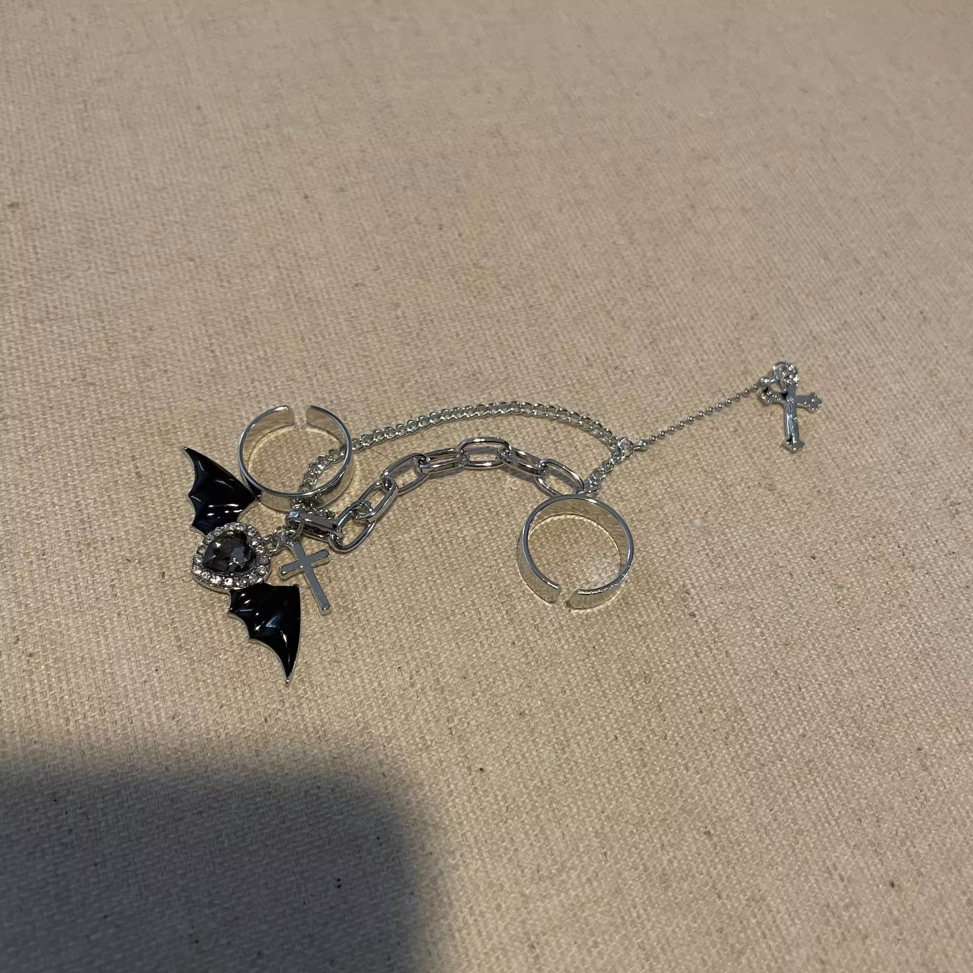 Wholesale Devil Cross Dark Gothic Style Long Chain Ring