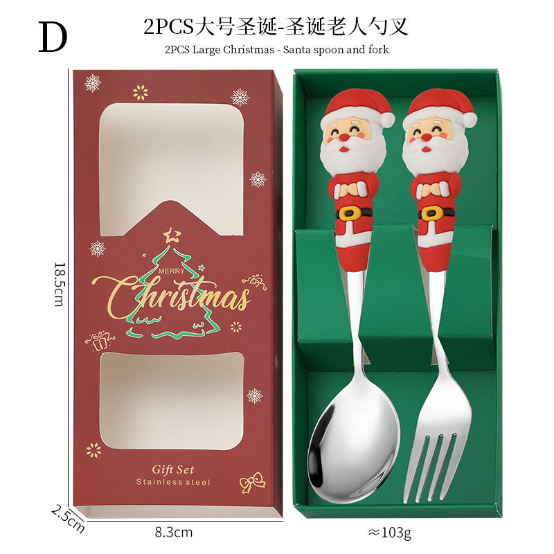 Wholesale Christmas Tableware Dessert Spoon Fork Cartoon  Spoon