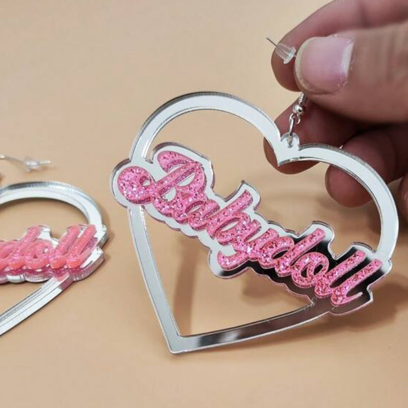 Wholesale Creative Valentine's Day Love Letters Hollow Acrylic Earrings