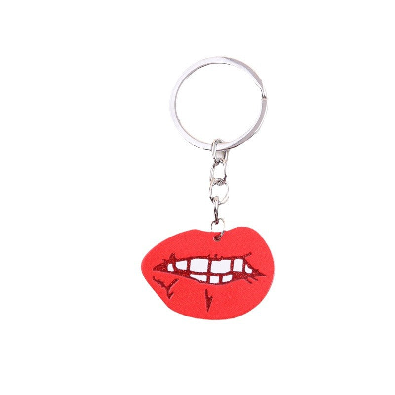 Wholesale Valentine's Day Love Red Lip Rose Blossom Acrylic Keychain