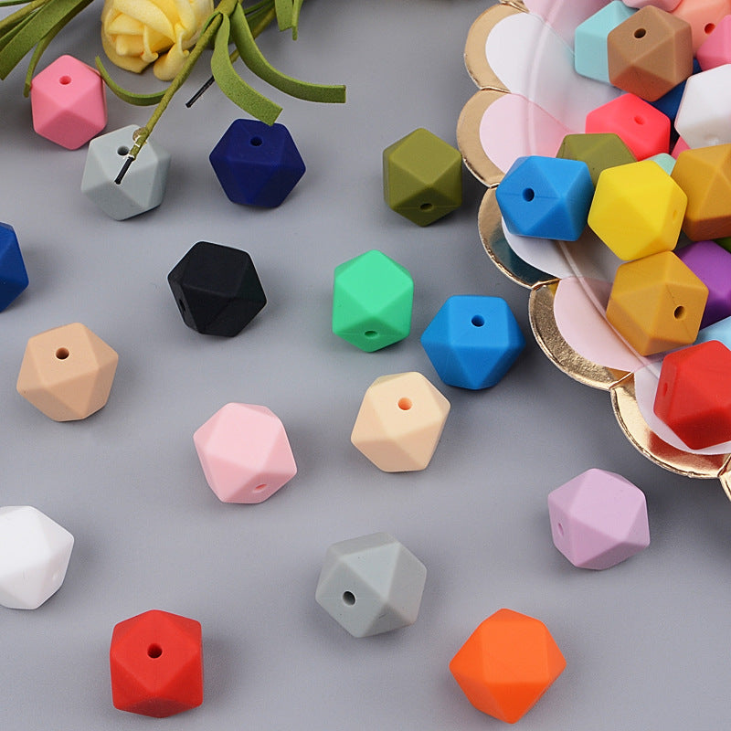 Wholesale 100pcs Beads Silicone 17mm Hexagon Beads Silicone Baby Teething Beads
