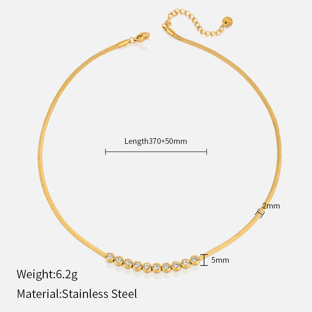 Wholesale Colored Diamond Stainless Steel Necklace 18K Gold Snake Bone Chain