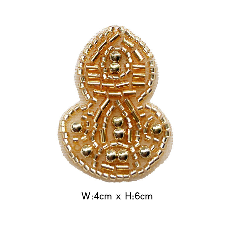 Wholesale Decorative Gourd Shaped Crystal Bead Embroidery Patch DIY Craft Supply For Clothing Bags Towels