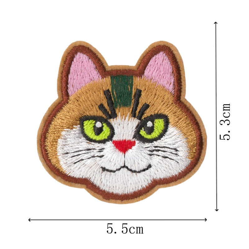 Wholesale Cartoon Cat Embroidery Iron On Patches 9 Pcs Polyester Cotton Clothing Repair Sticker Trendy DIY Fashion Accessory