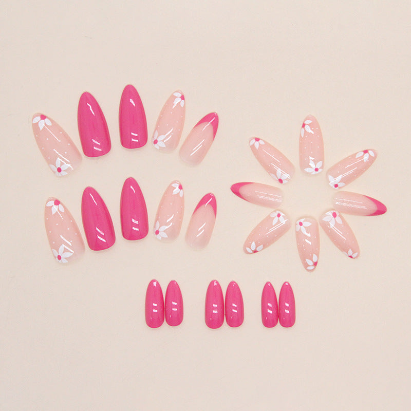 Wholesale Solid Color Cute Flower Almond Nail Stickers