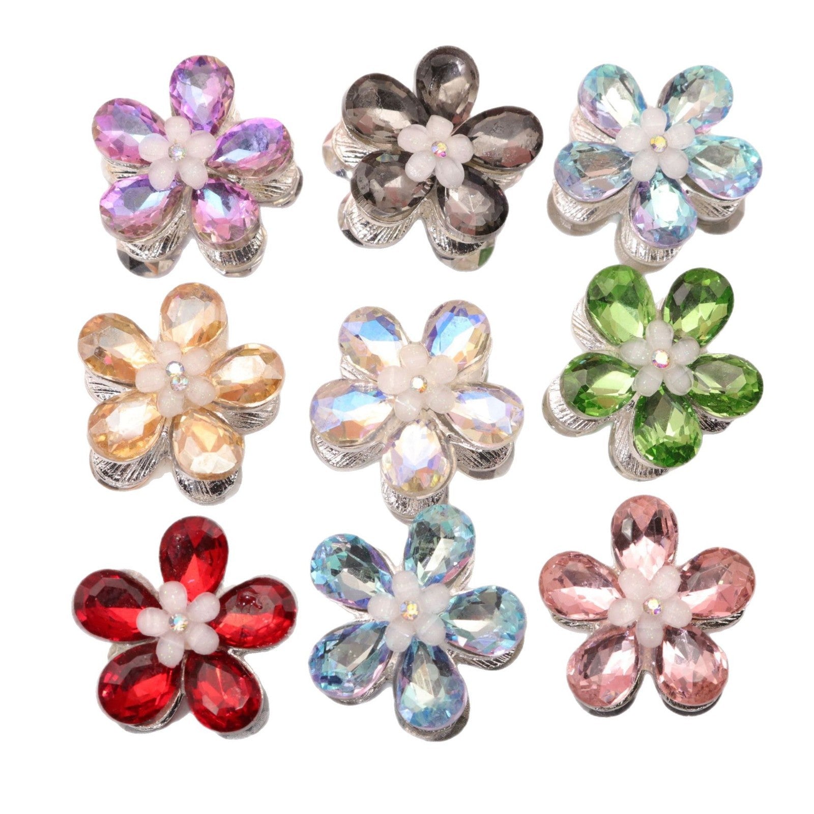 Wholesale Five-leaf flower beads double-sided crystal flower electroplating DIY beads