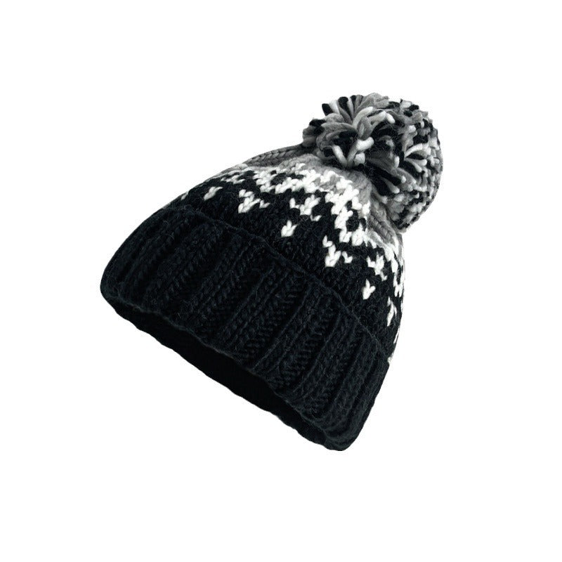 Wholesale Autumn and Winter Warm Thick Ear Protection Wool Versatile Fashion Age-reducing Cute Wool Ball Knitted Hat