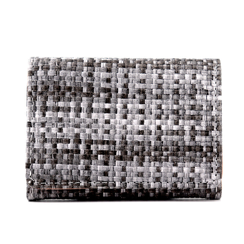 Wholesale of New Straw Woven PU Folding Wallets for Women's Mini Ultra-thin Wallet