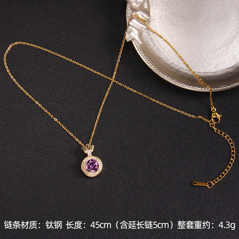 Wholesale Purple Zircon Necklace Heart Pendant Jewelry