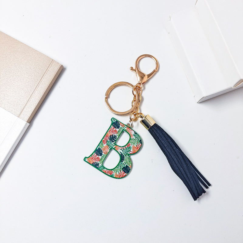 Wholesale Letter Colorful Tassel Zinc Alloy Keychain