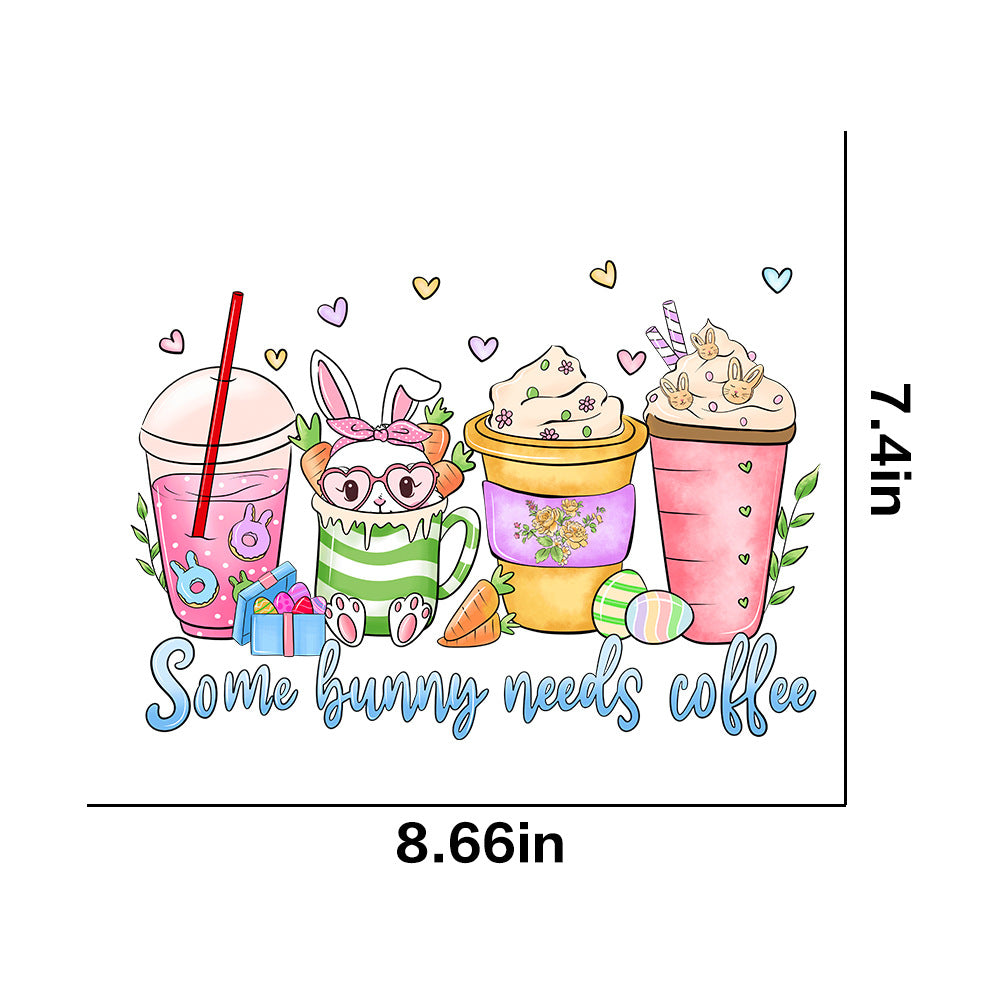 Wholesale 10pcs Easter letter cartoon rabbit car UV DTF Ready to Press Transfers Wraps