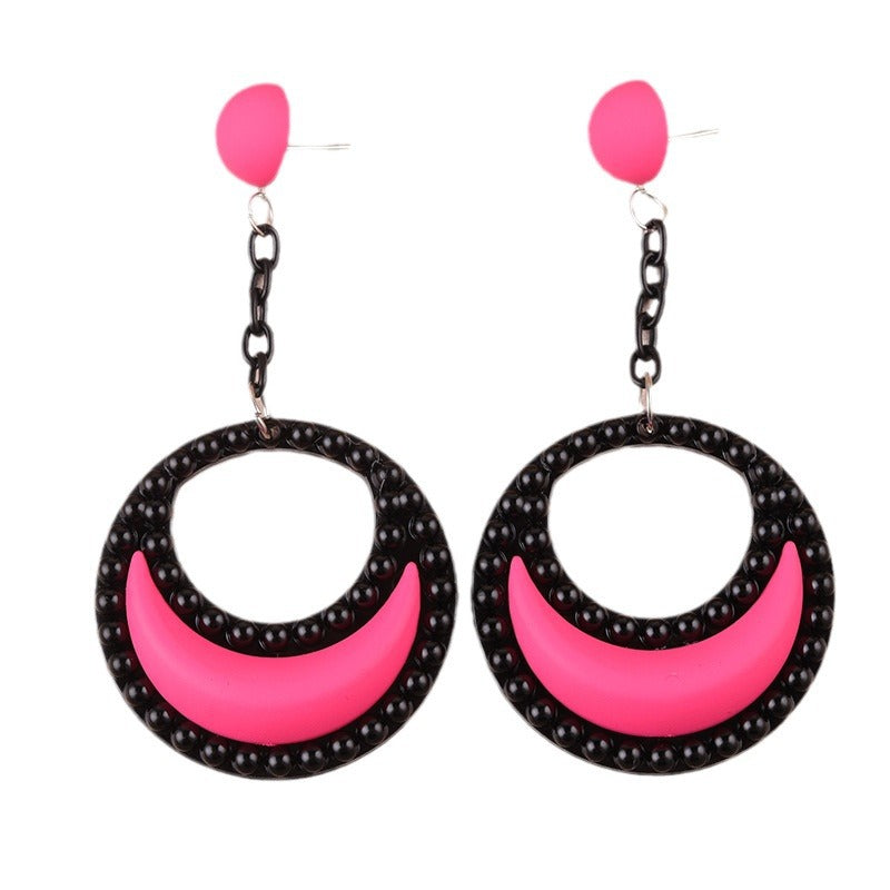 Wholesale Exaggerated Candy Color Three-Dimensional Crescent Acrylic Earrings