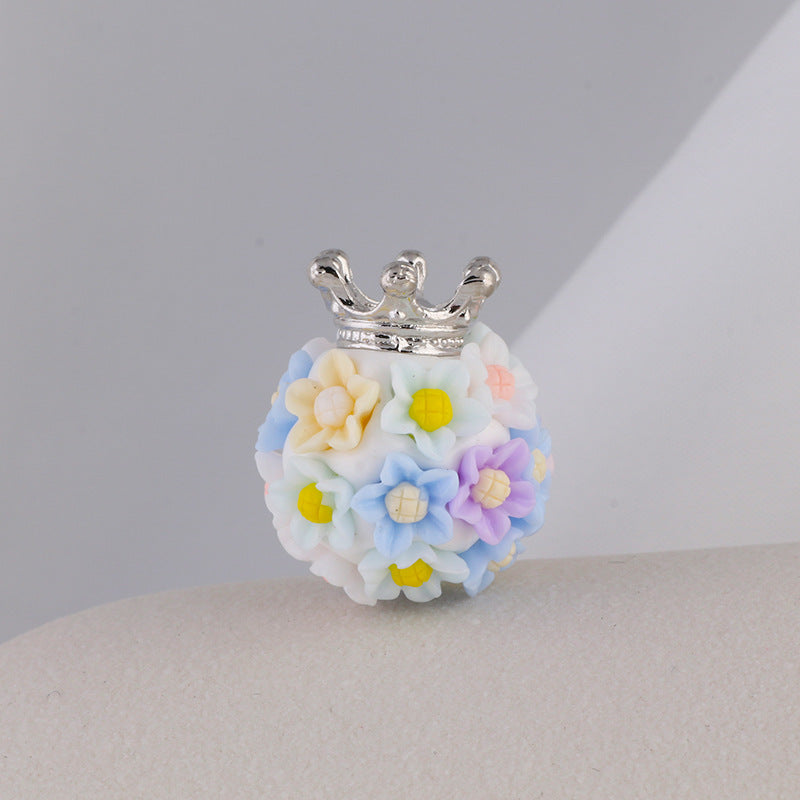 Wholesale Heavy Industry Nepalese Diamond Ball Crown Flower Soft Clay Straight Hole Beads