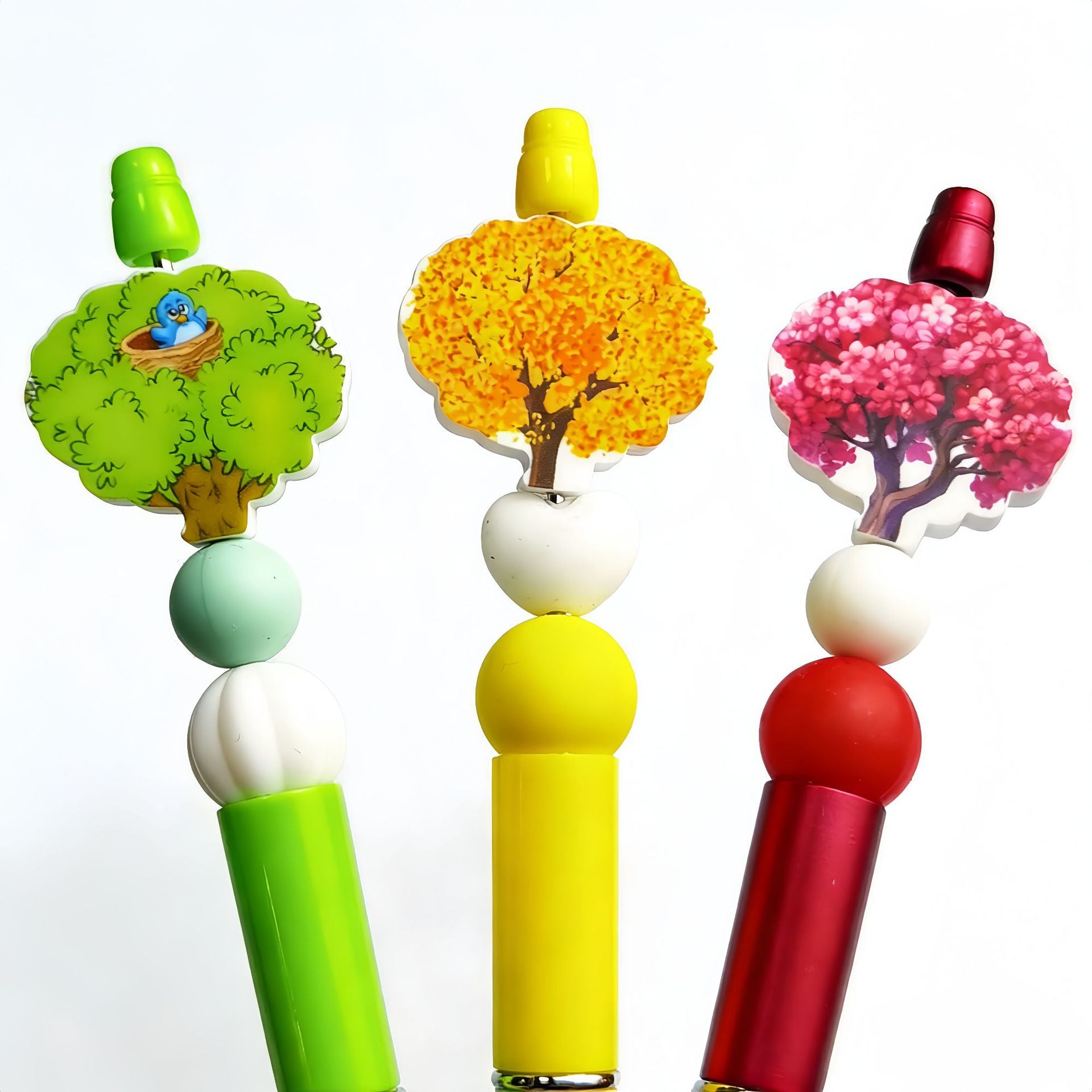 Wholesale 30pcs Colorful and diverse tree shaped flower printing Focal Beads