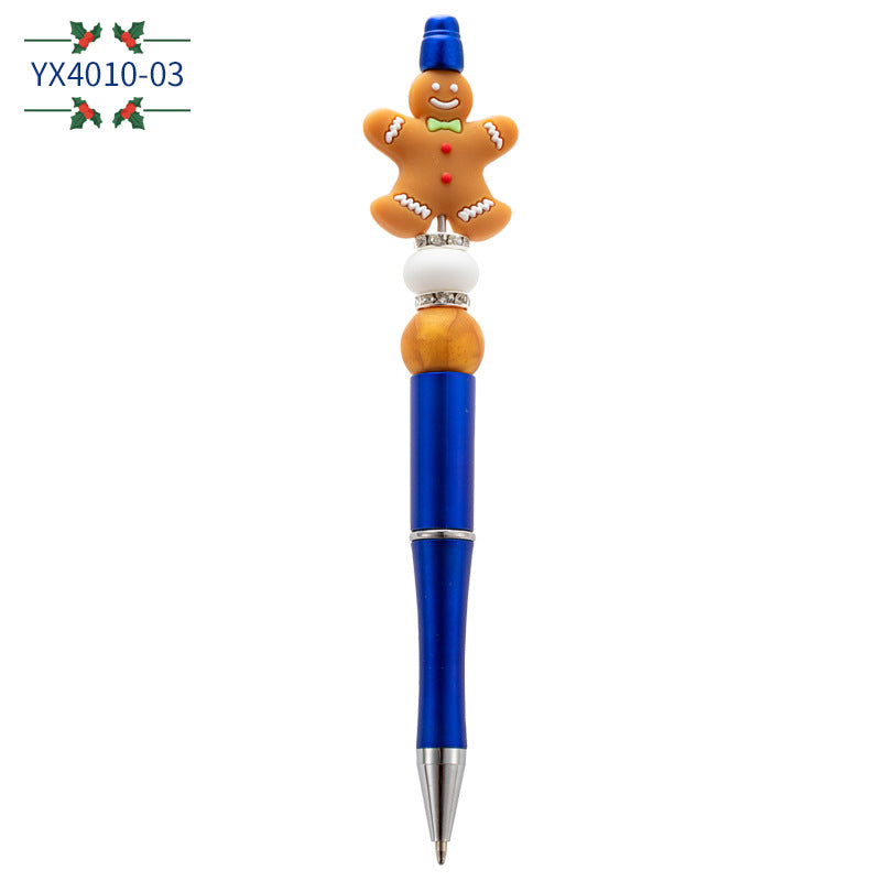 Wholesale Christmas Cartoon Silicone Handmade Beaded Pen Ballpoint Pen