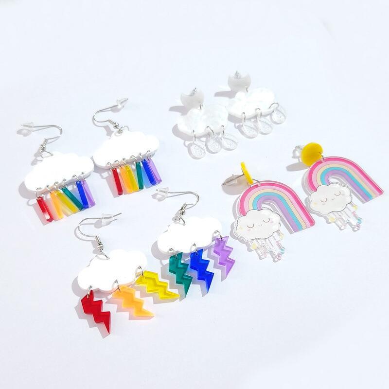 Wholesale Creative Cartoon Rainbow Clouds Acrylic Earrings