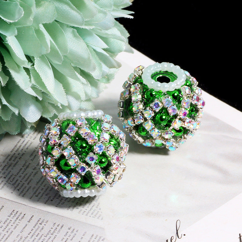 Wholesale 5pcs Diamond-shaped Flower Pattern Hollowed-out Snowflake  Crystal Beads