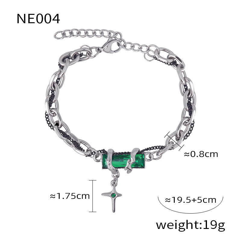 Wholesale  Hip-hop Style Winding Color Zircon Design Sense Cold Style Simple Titanium Steel Jewelry suit