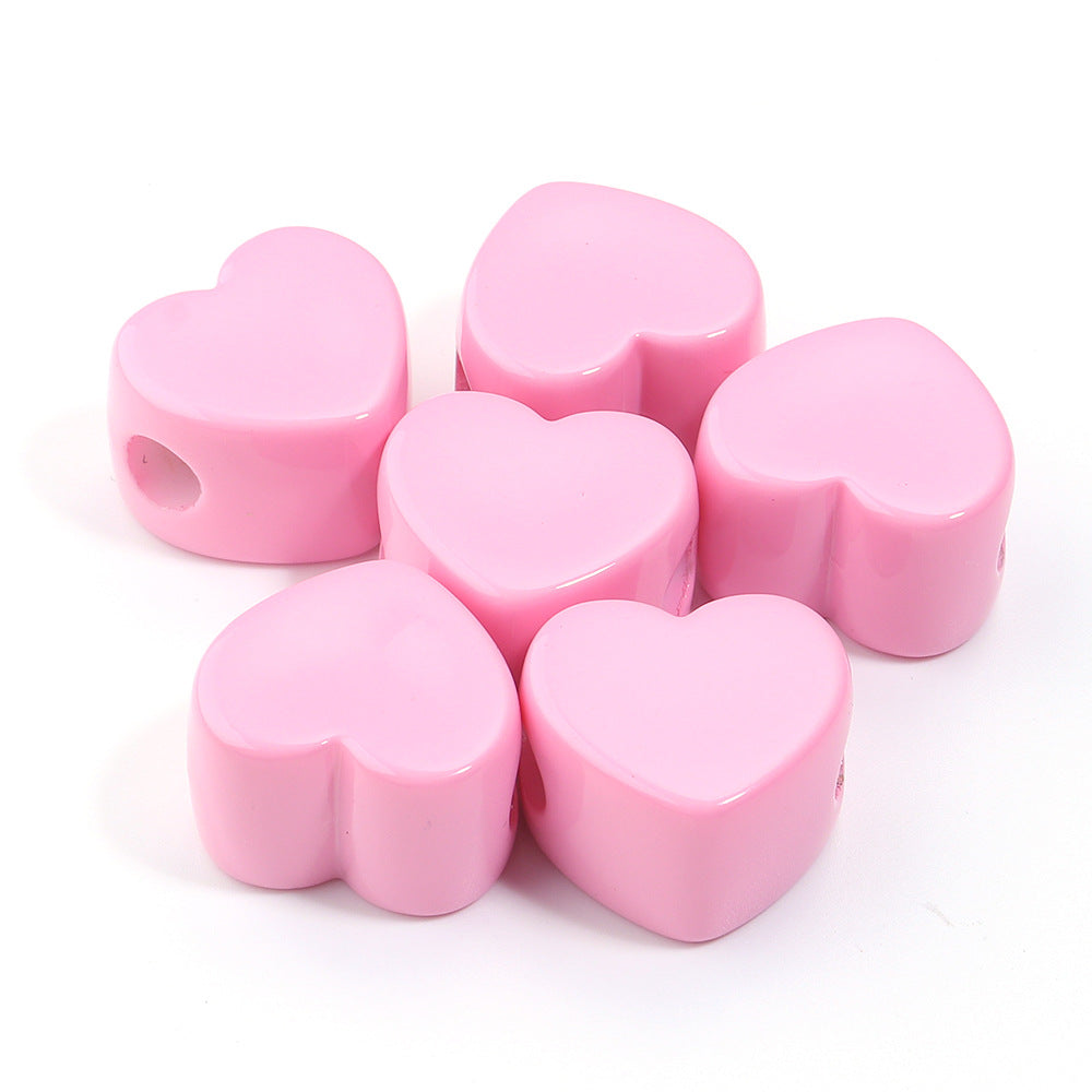 Wholesale 6pcs Acrylic Macaron Color Peach Heart DIY Beads