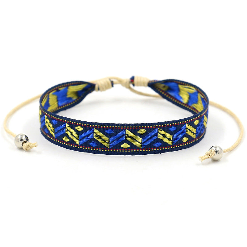 Wholesale Jacquard Geometric Polyester Bracelet