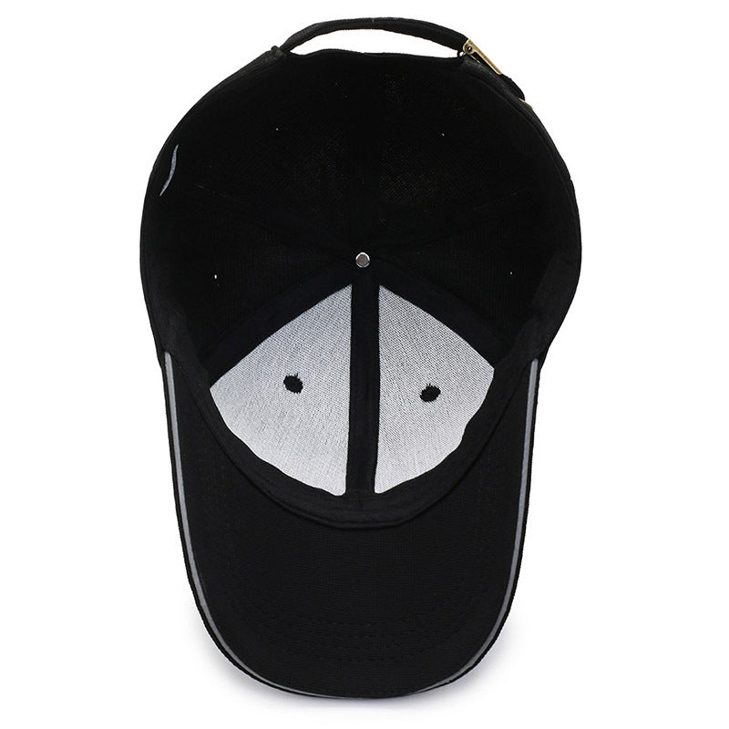 Wholesale Stair Cloth Black Reflective Strip Baseball Cap