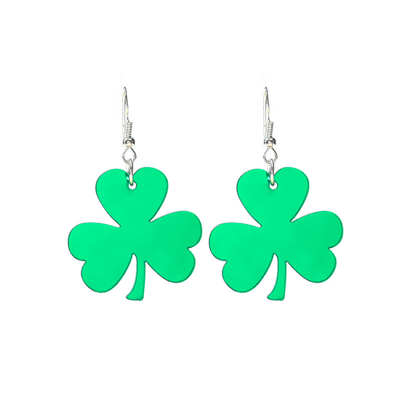 Wholesale St. Patrick's Day Clover Green Acrylic Women Earrings