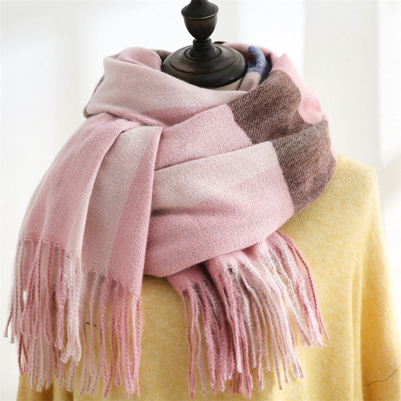 Wholesale Autumn and Winter Thickened Cashmere Plaid Scarves