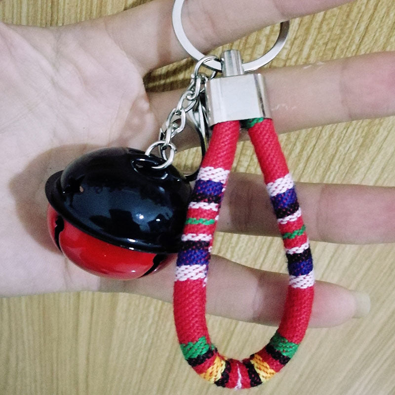 Wholesale Random 20pcs Colorful Ethnic Style Two-color Bell Fabric Keychain