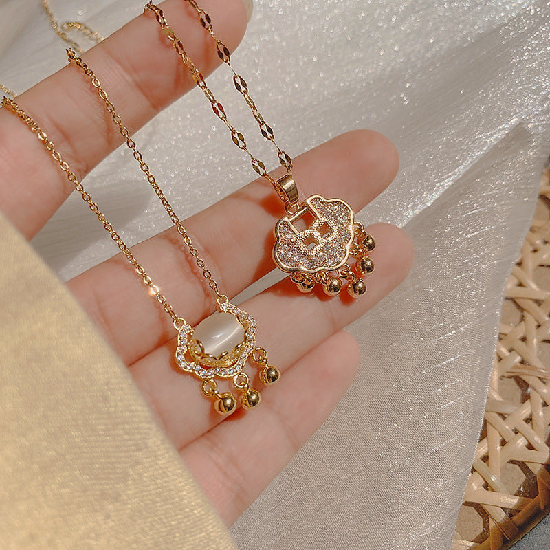 Wholesale Vintage Safety Lock Pendant Titanium Steel Necklace